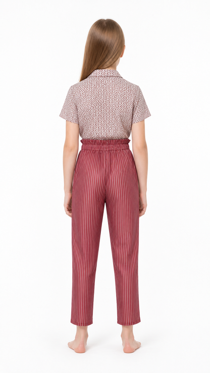 Two-Piece Suit with Shirt and Pants, Geometric Prints back view