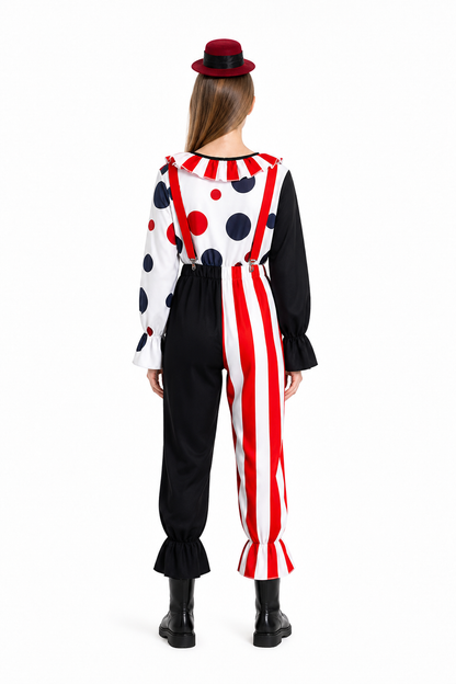 Circus Clown Costume with Hat for Halloween back view
