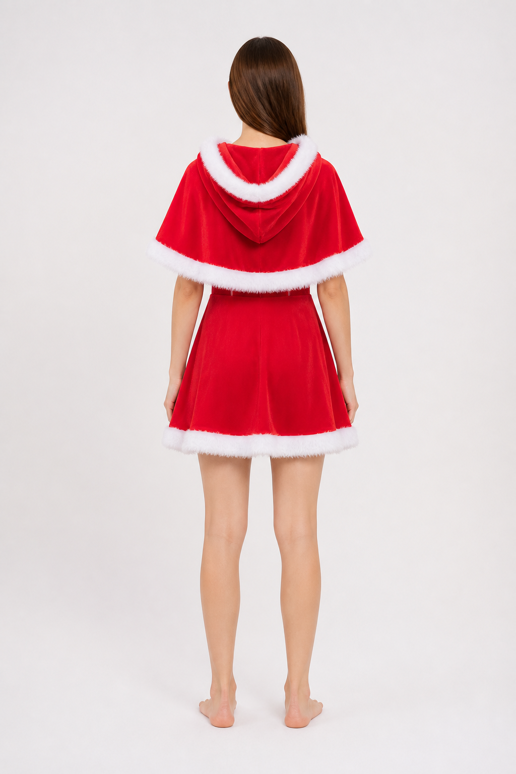 New Year's Hooded Costume with a Red Bow back view