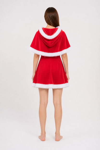 New Year's Hooded Costume with a Red Bow back view