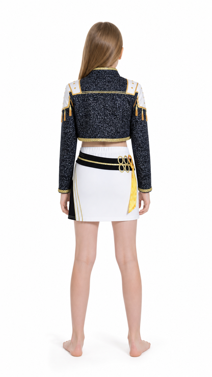 Black and Gold Demon Hunter Girls' Costume with Print back view