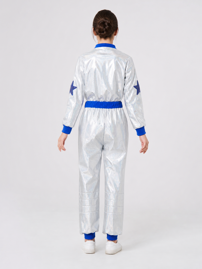 Silver Space-Themed Carnival Jumpsuit back view
