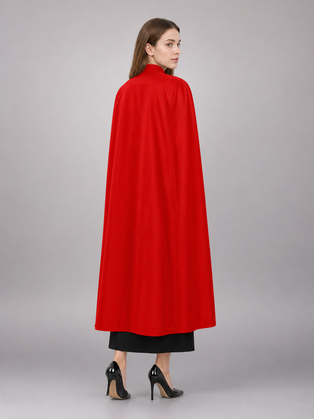 Red Long Carnival Cloak with Collar