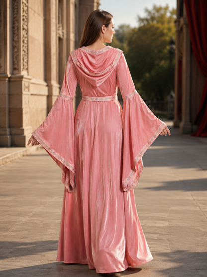 Hooded Medieval Princess Dress for Halloween back view