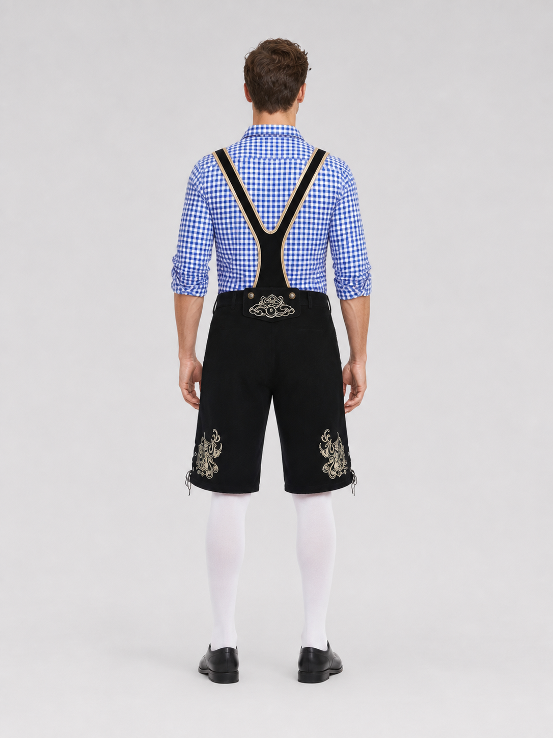 Shorts with Suspenders and Ethnic Embroidery back view