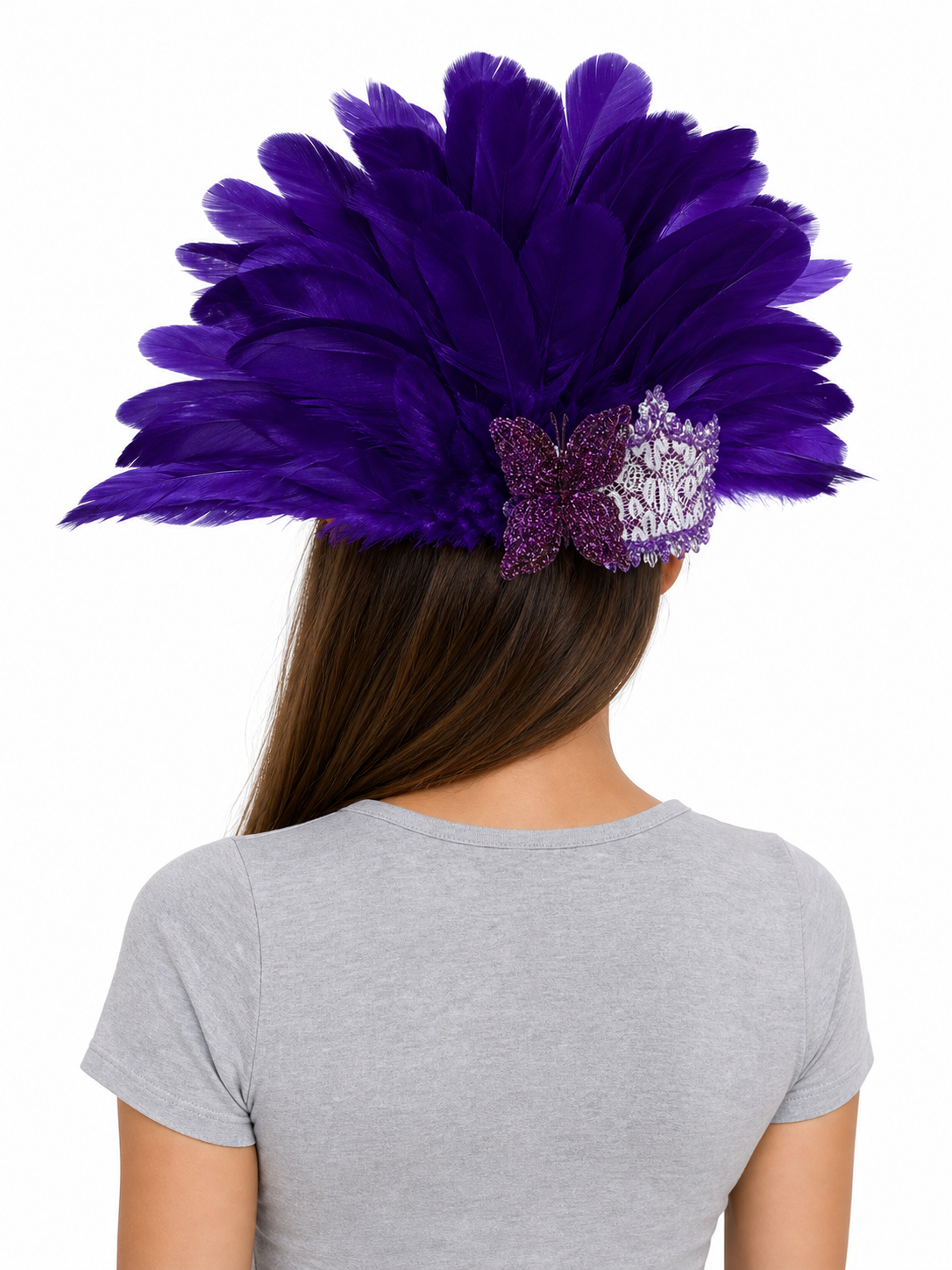Carnival headdress with feathers and a mask