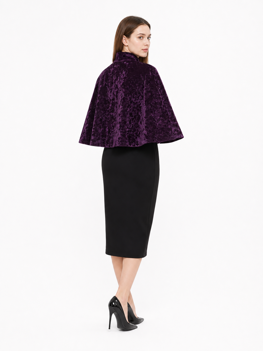 Purple Costume Cloak with High Collar