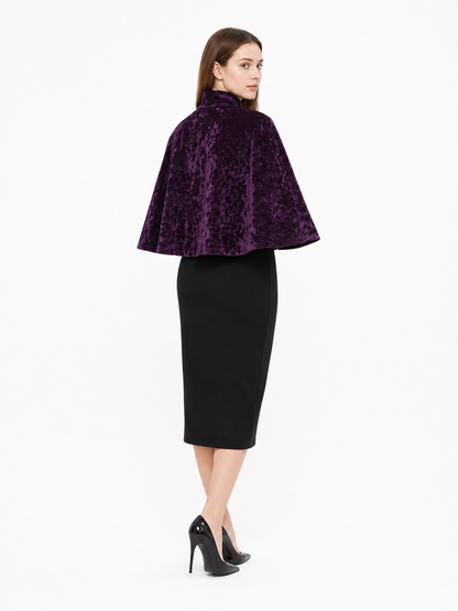 Purple Costume Cloak with High Collar
