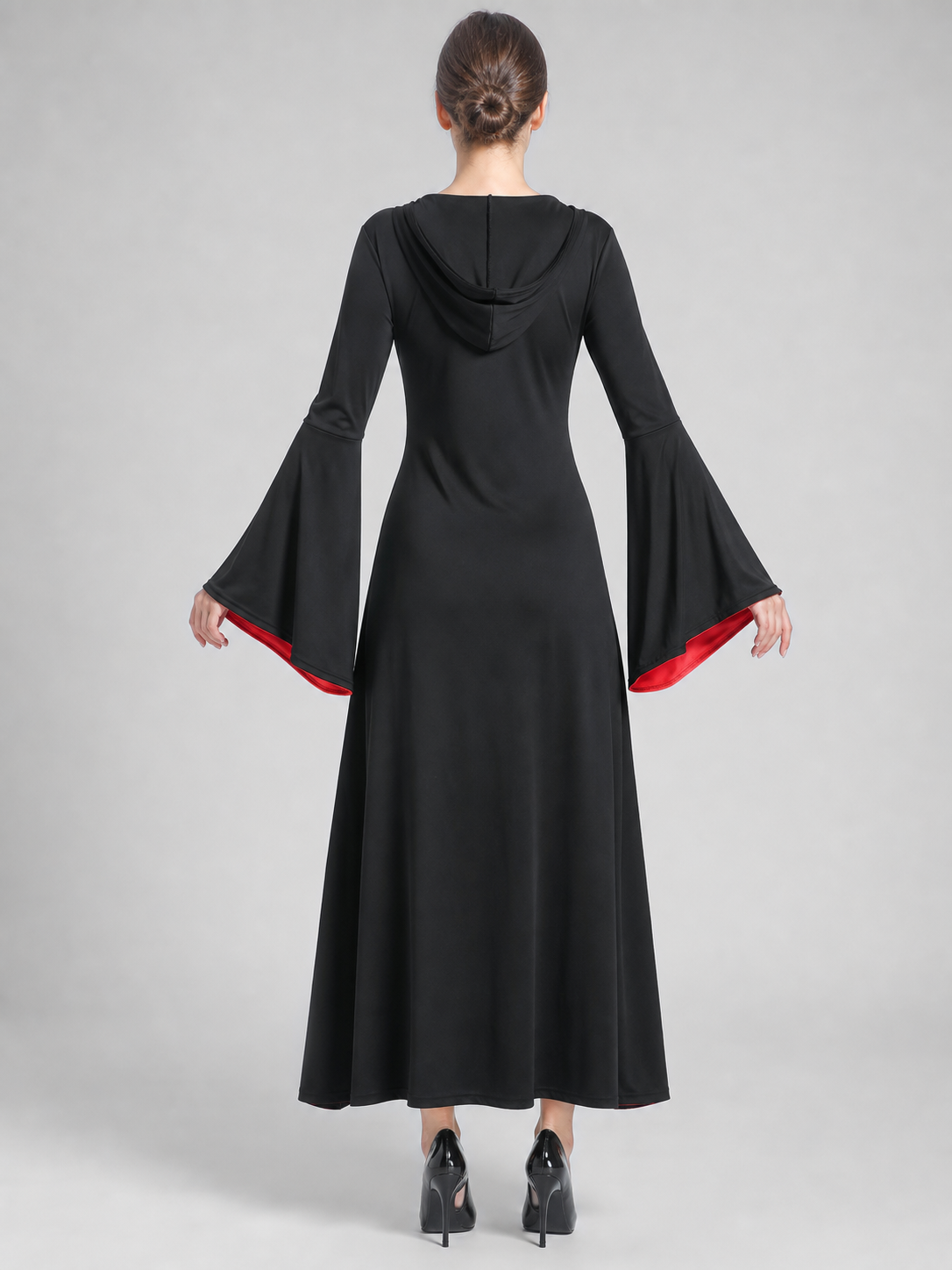 Vampire Costume with Sleeves and Cross-Lacing back view
