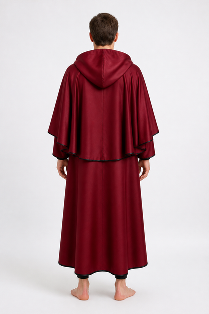 Red Hooded Robe with Black Trim for Cosplay back view