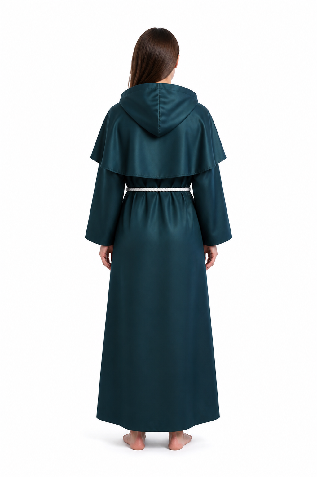Medieval Hooded Cloak with Belt for Cosplay back view