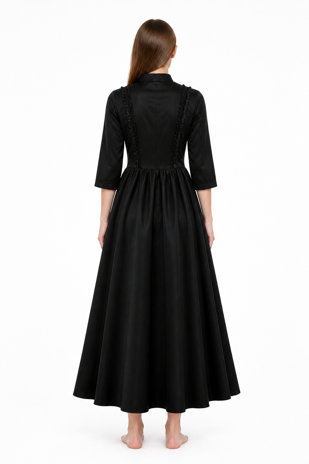 High-Neck Long-Sleeve Dress