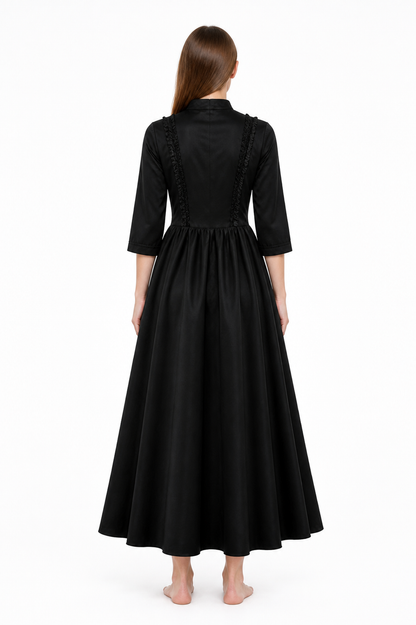 High-Neck Long-Sleeve Dress