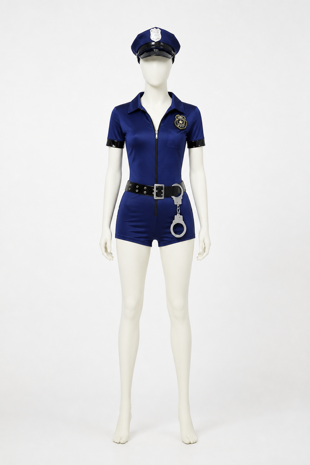 Police Costume with Jumpsuit and Cap back view