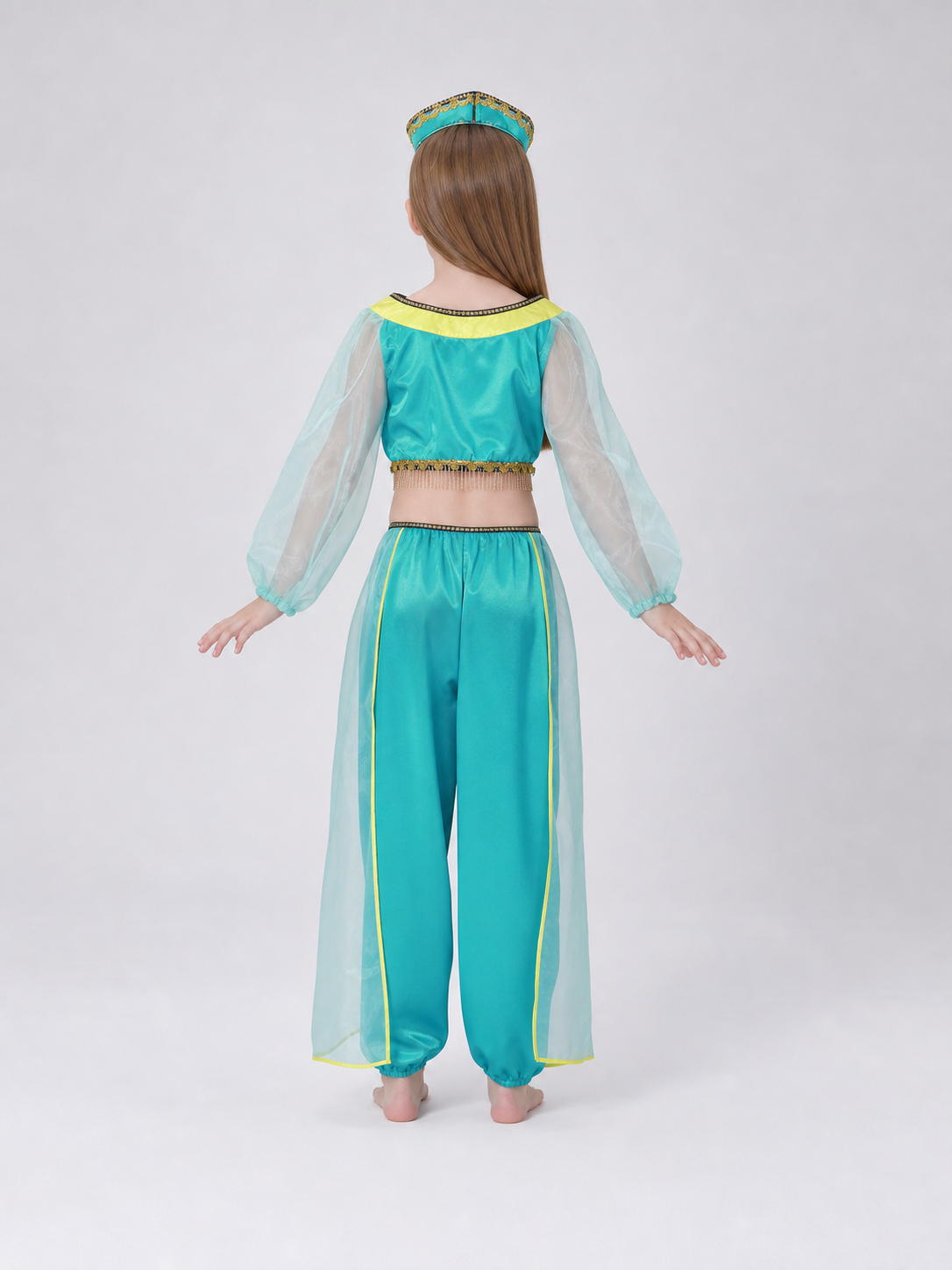 Children's dance costume, green, with headband