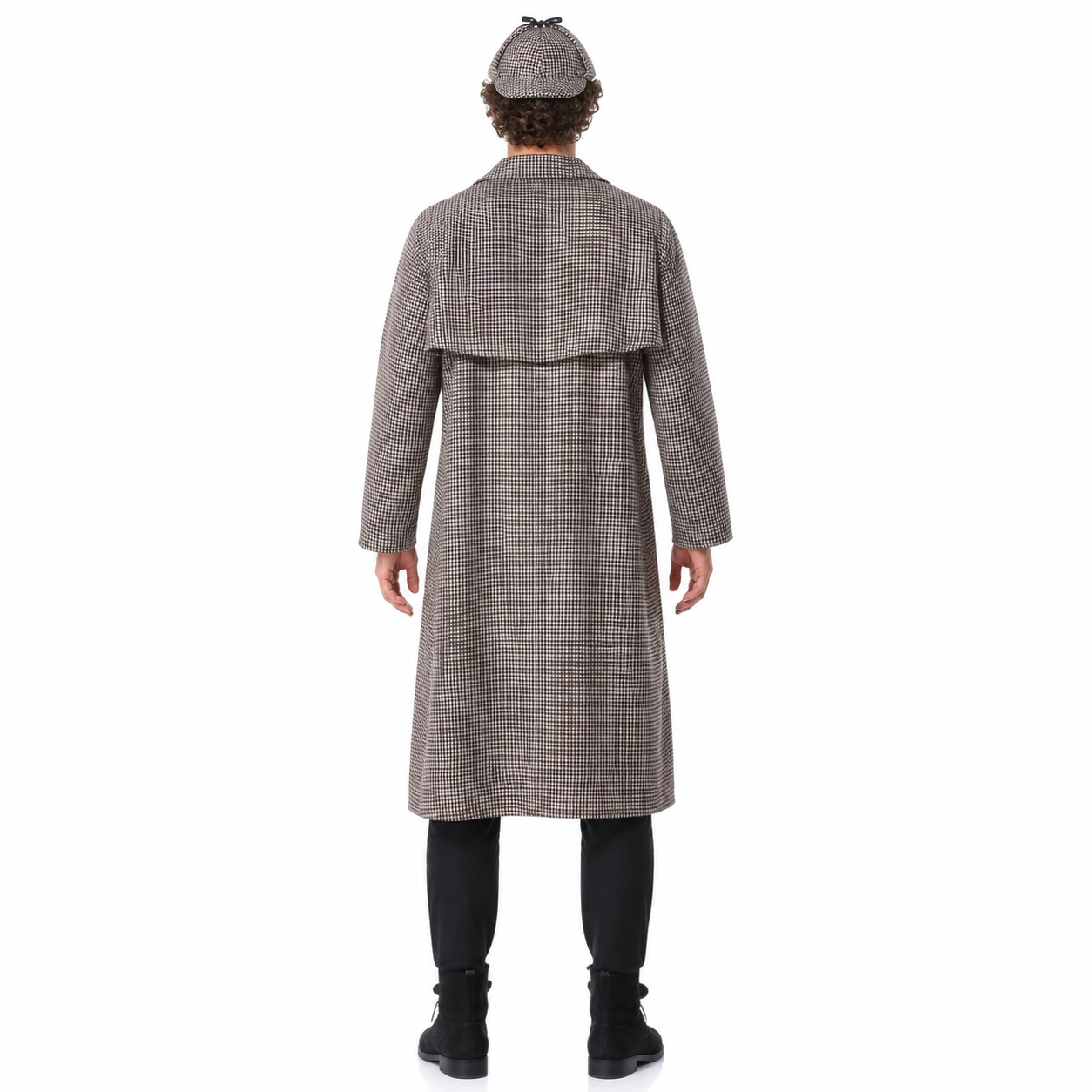 Double-Breasted Houndstooth Coat with Epaulettes for Costumes