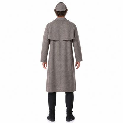 Double-Breasted Houndstooth Coat with Epaulettes for Costumes