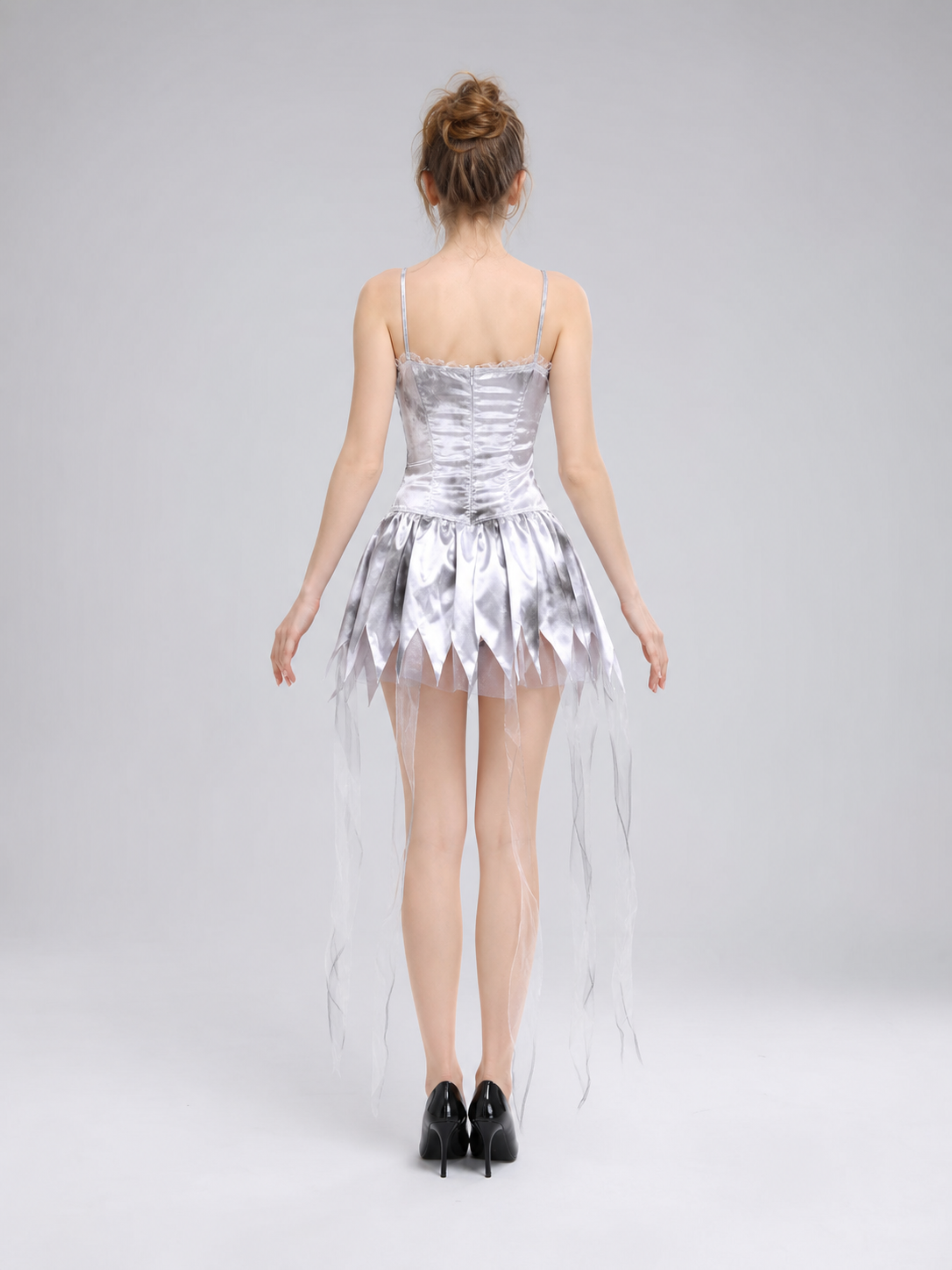 Stage Dress with Tulle Train and Bow back view