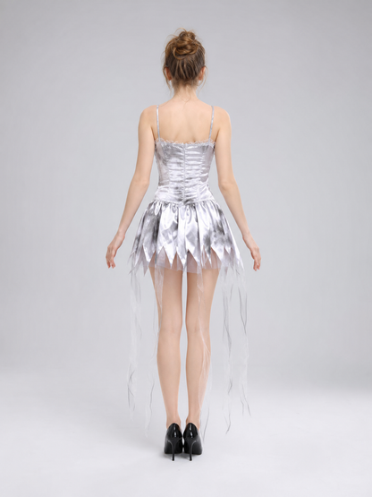 Stage Dress with Tulle Train and Bow back view