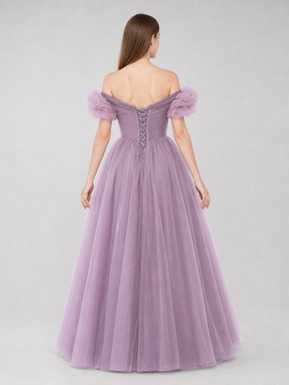 Floor-Length Princess Dress with Full Skirt and Lacing