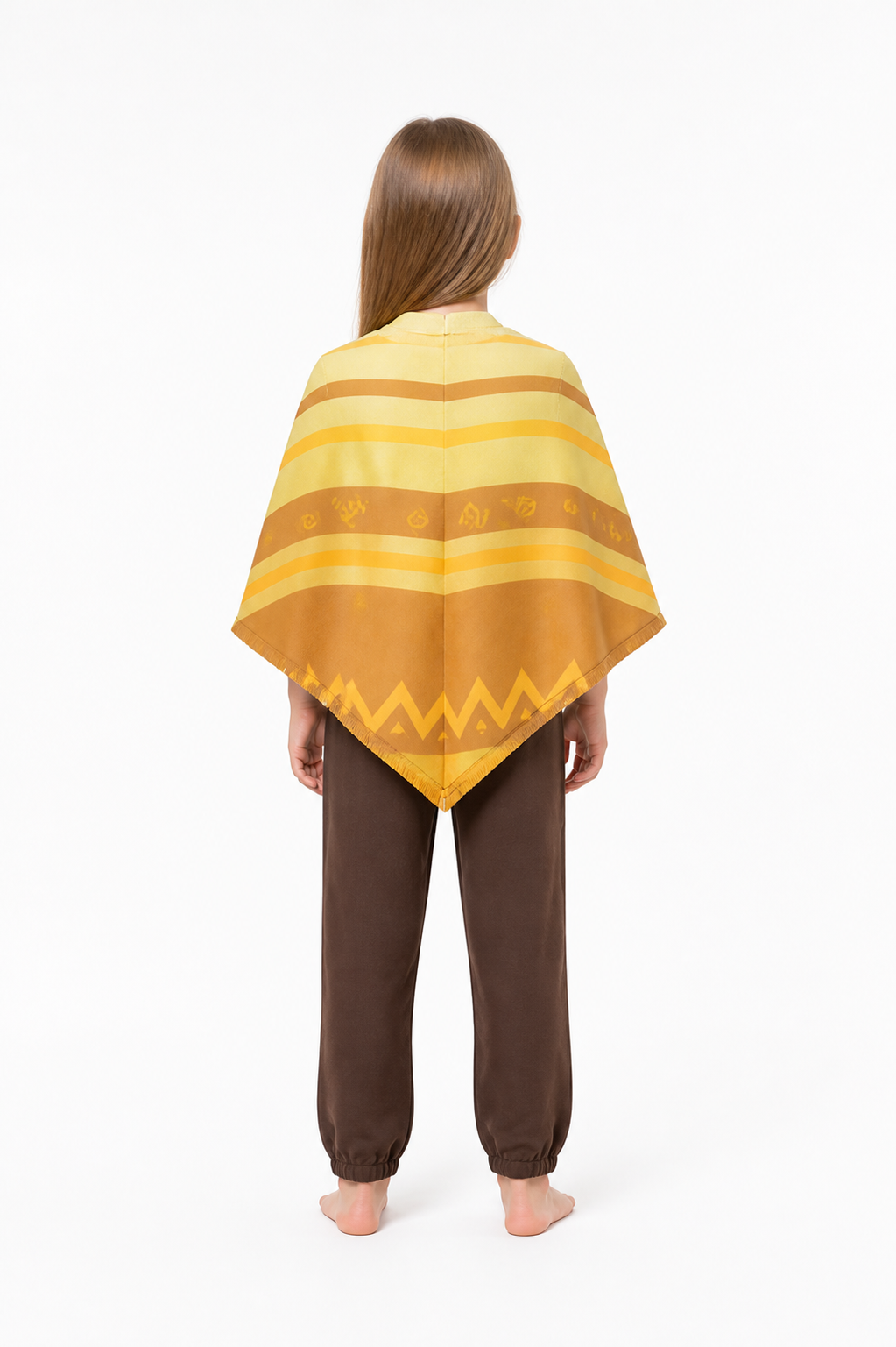 Cosplay Costume with a Striped Cape and Pants back view