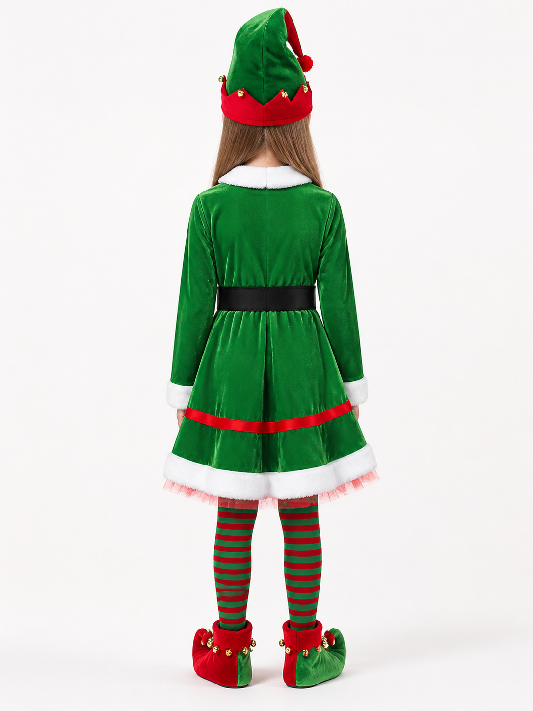Green Elf Carnival Costume Set with Dress and Accessories