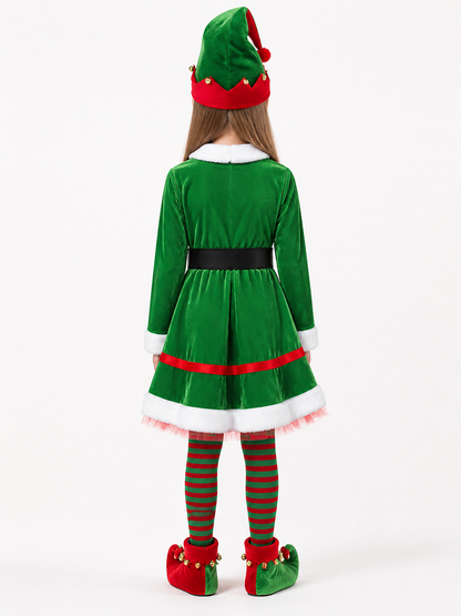 Green Elf Carnival Costume Set with Dress and Accessories
