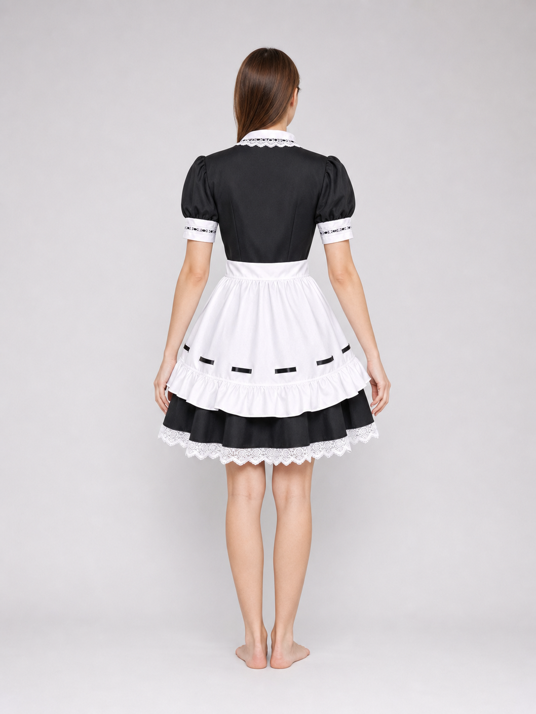 Black-and-White Maid Costume with Apron and Accessories