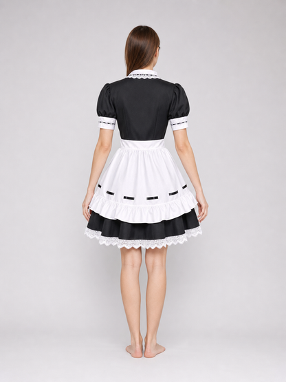 Black-and-White Maid Costume with Apron and Accessories