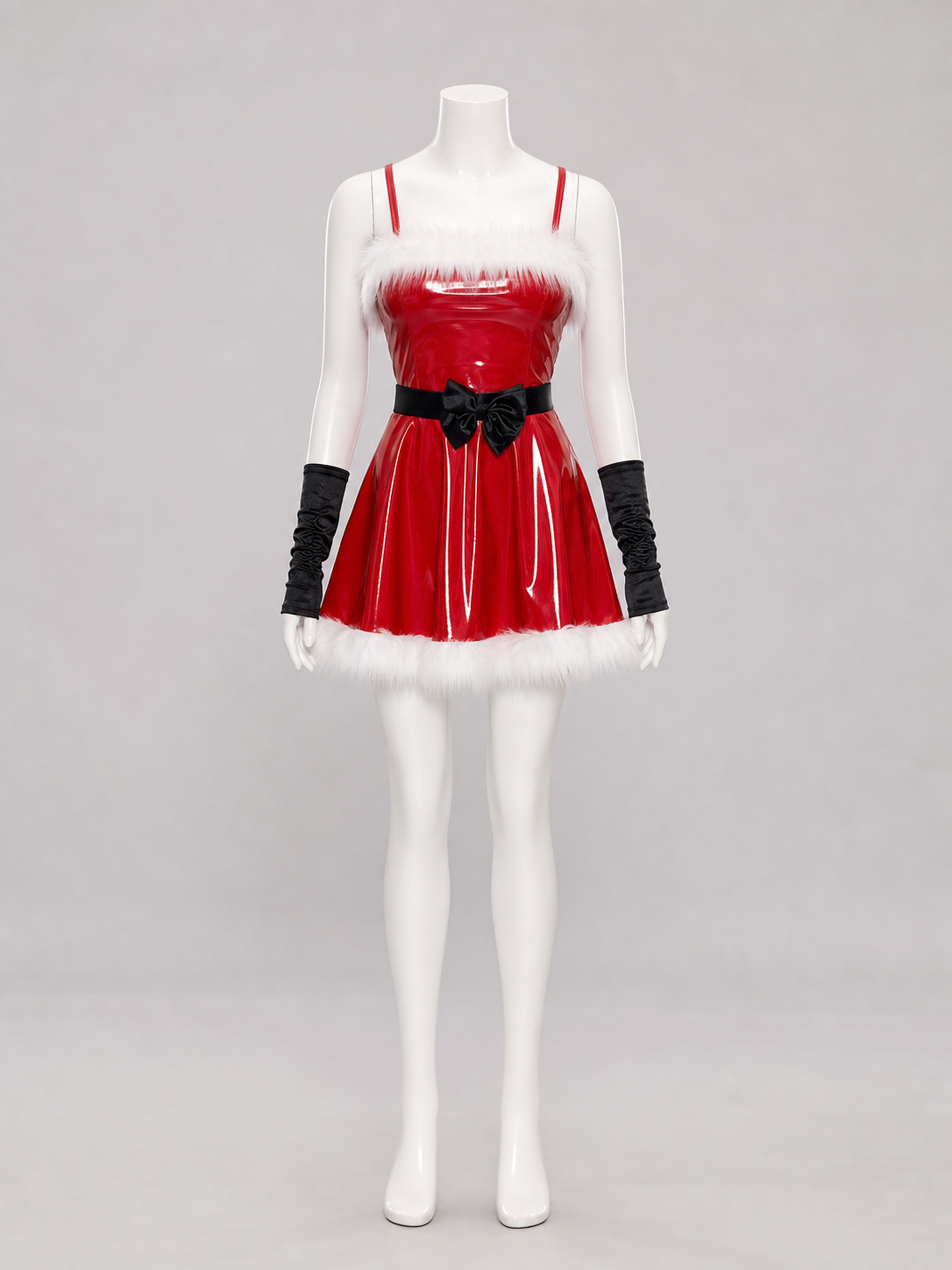 Red Christmas Costume with White Trim and Bow