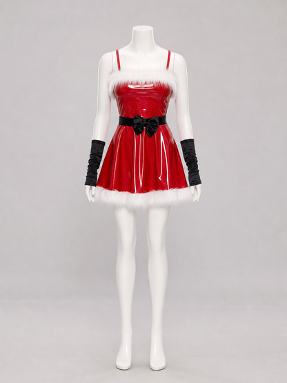 Red Christmas Costume with White Trim and Bow