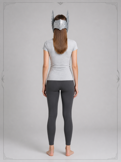 Silver Cosplay Mask with Winged Elements back view