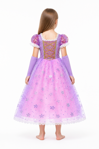 Children’s princess dress with a corset and full skirt back view