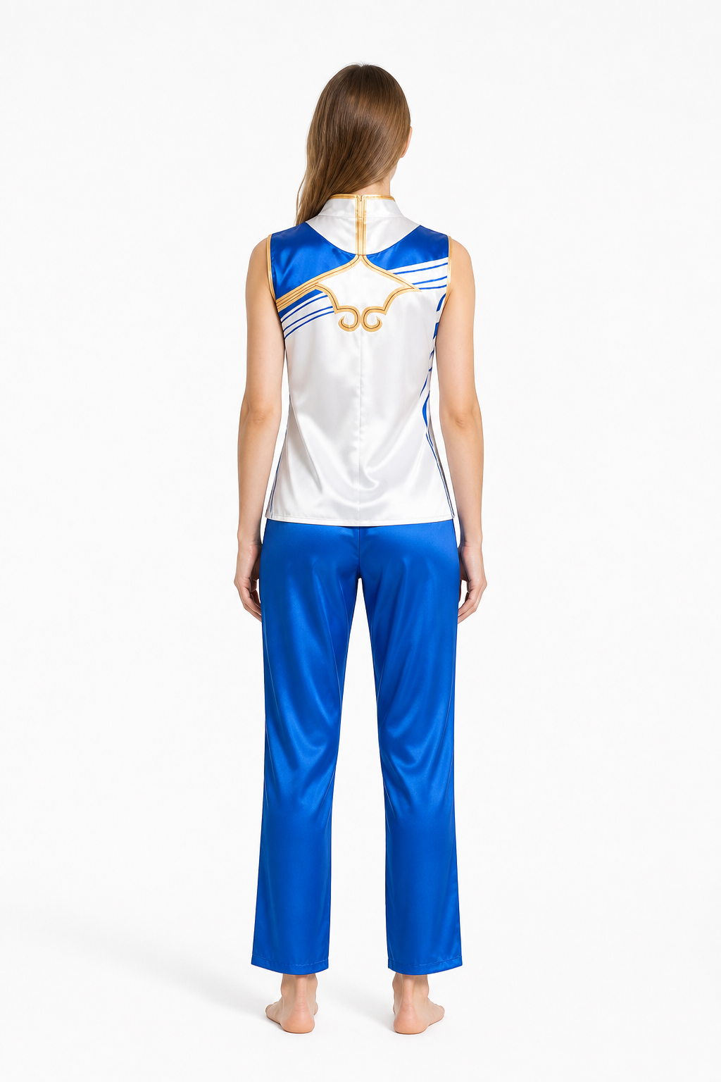 Chun-Li Cosplay Costume, Top and Long Pants back view