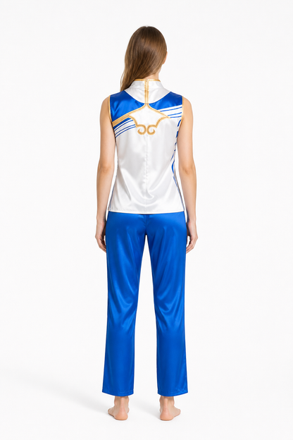 Chun-Li Cosplay Costume, Top and Long Pants back view