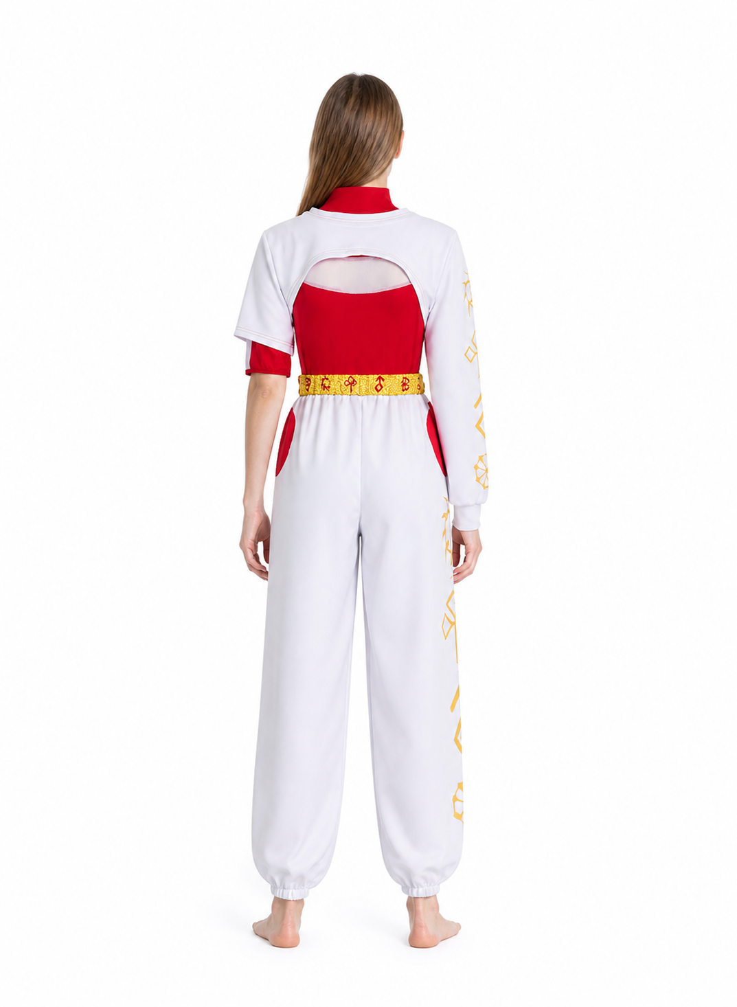 3-Piece Cosplay Costume, Red, White, and Gold back view