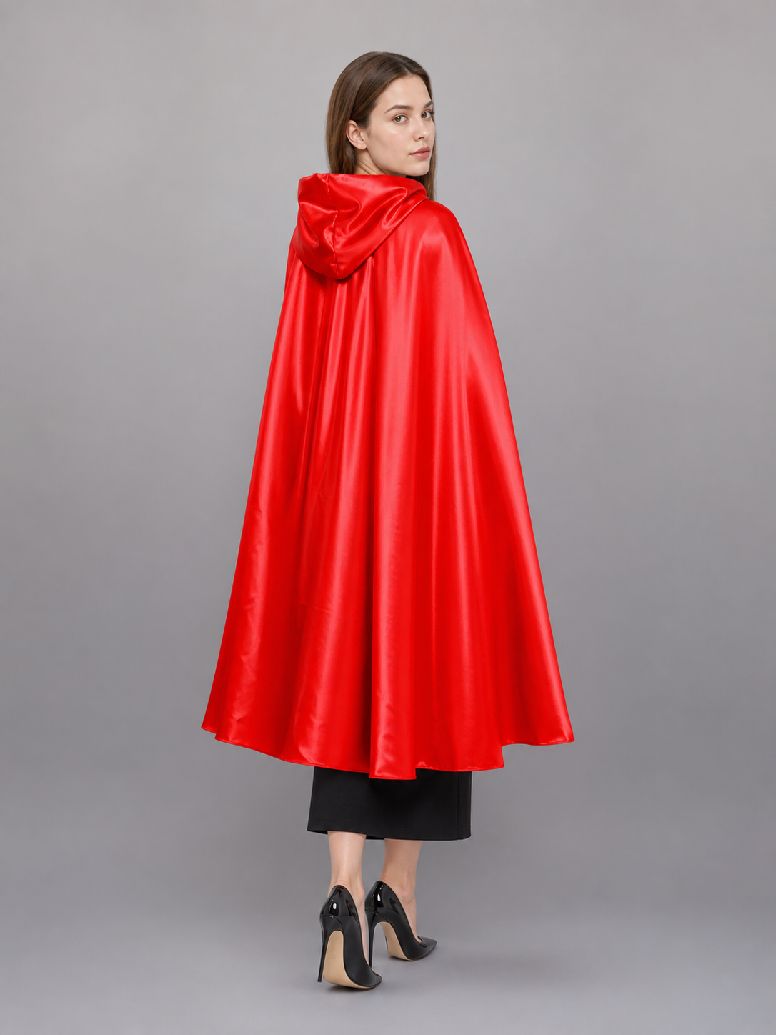 Red hooded carnival cloak for cosplay