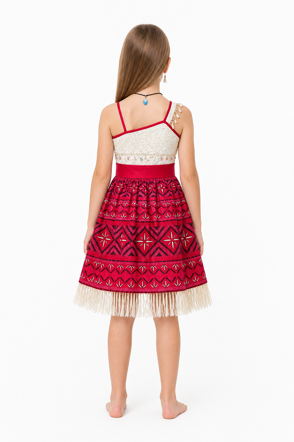Moana Carnival Costume Dress with Ethnic Pattern back view