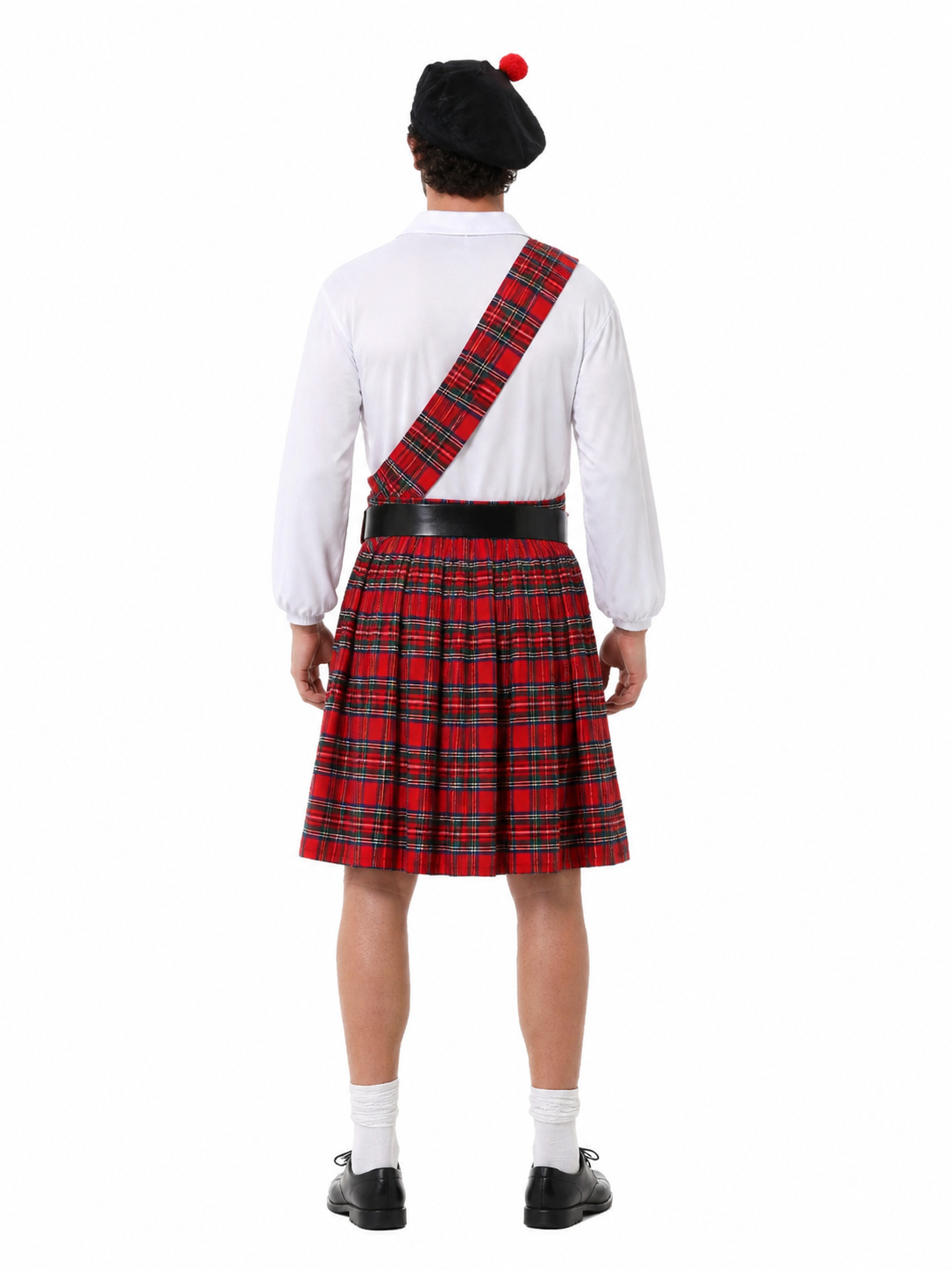 Scottish Carnival Costume with Kilt and Beret back view