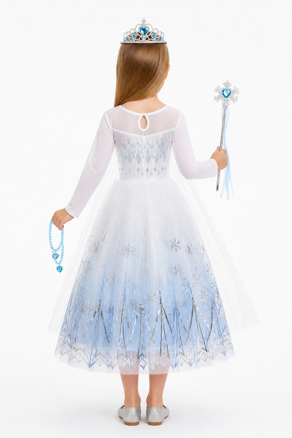 Elsa Dress with Snowflakes for Parties back view