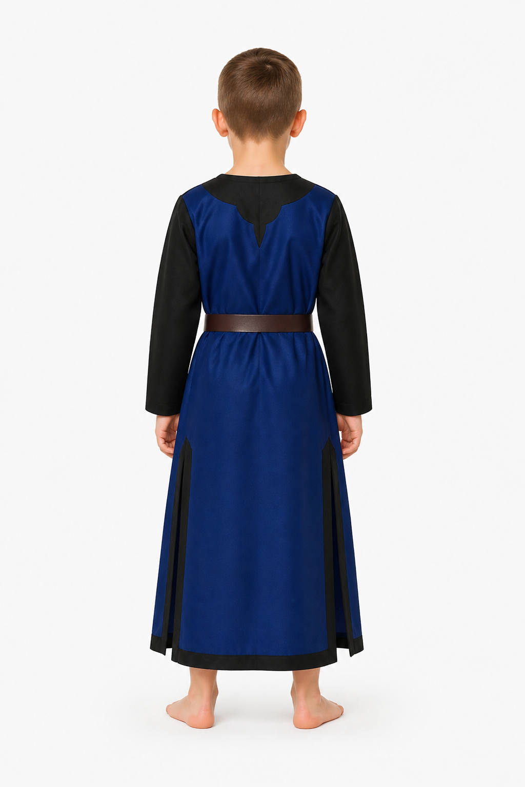 Medieval Blue and Black Robe with Belt back view