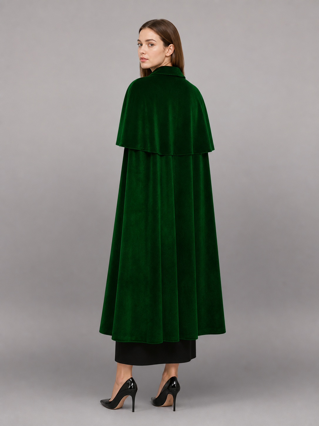 Green Carnival Cloak with Silver-Tone Clasp