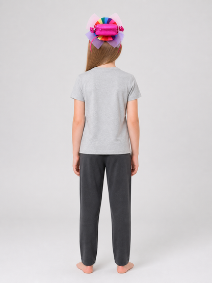 Rainbow Carnival Headband with Candy Decorations and Bow back view