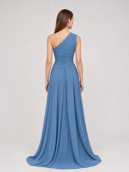 Asymmetrical Floor-Length Evening Dress with Slit