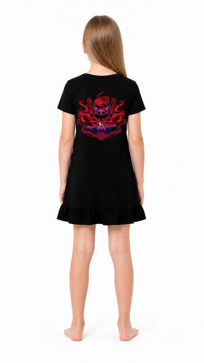 Black Short-Sleeve Ruffle Dress Poppy Playtime back view