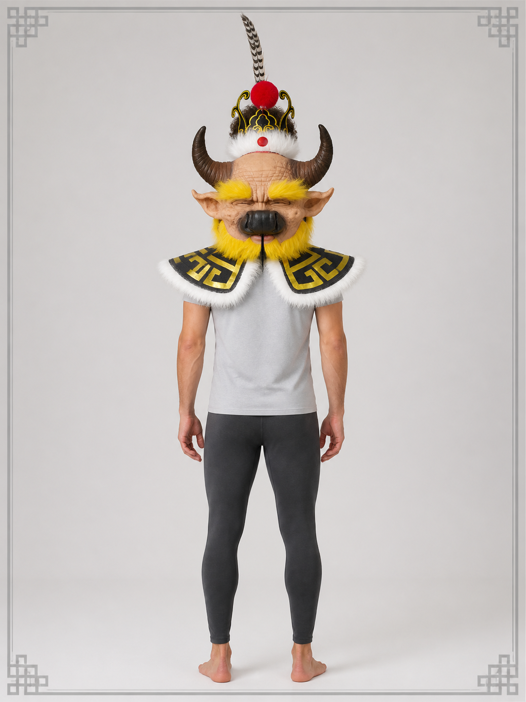 Cosplay Face Mask with Horns and Ears back view