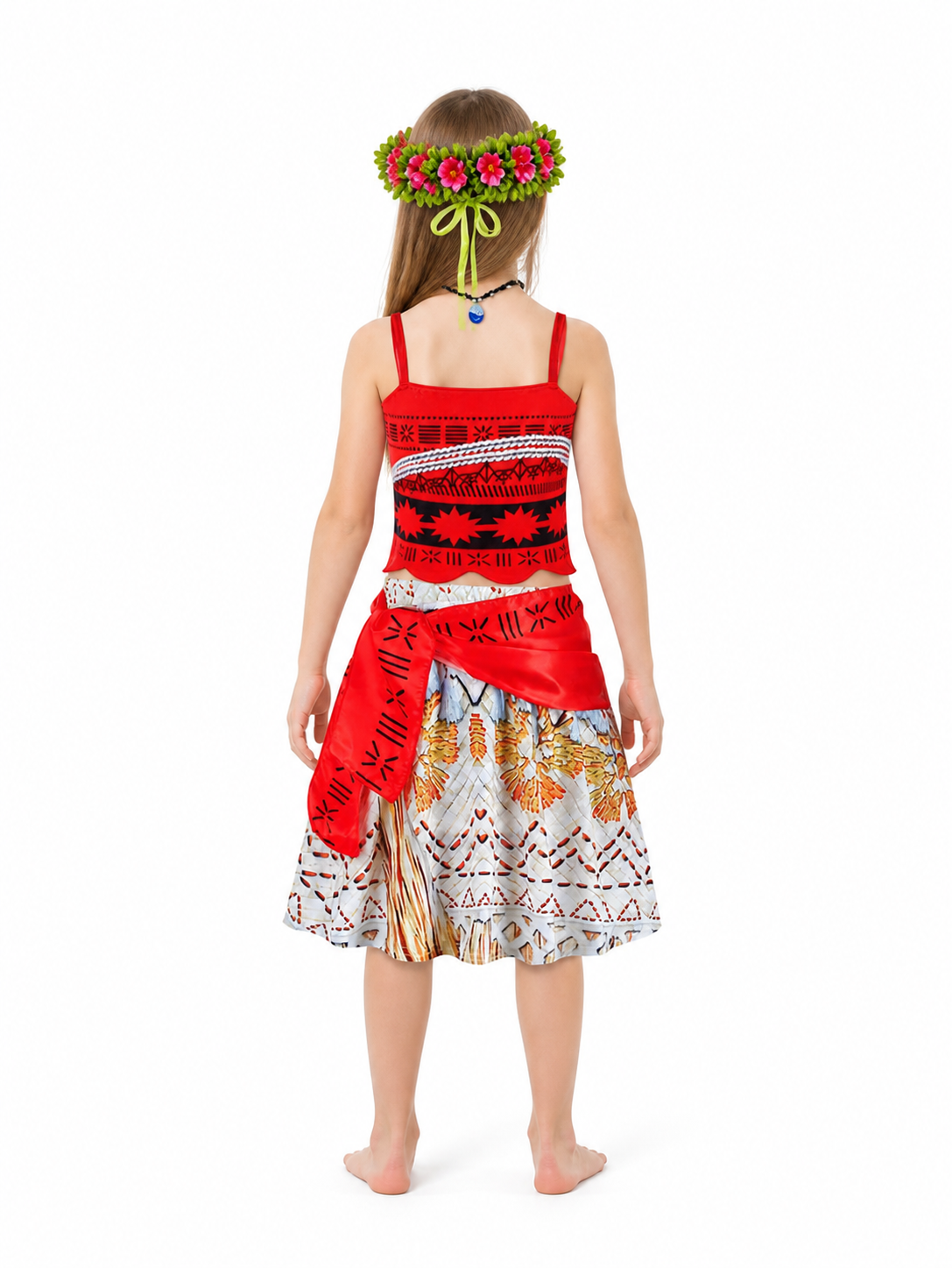 Children’s Moana Costume with Skirt and Accessories back view