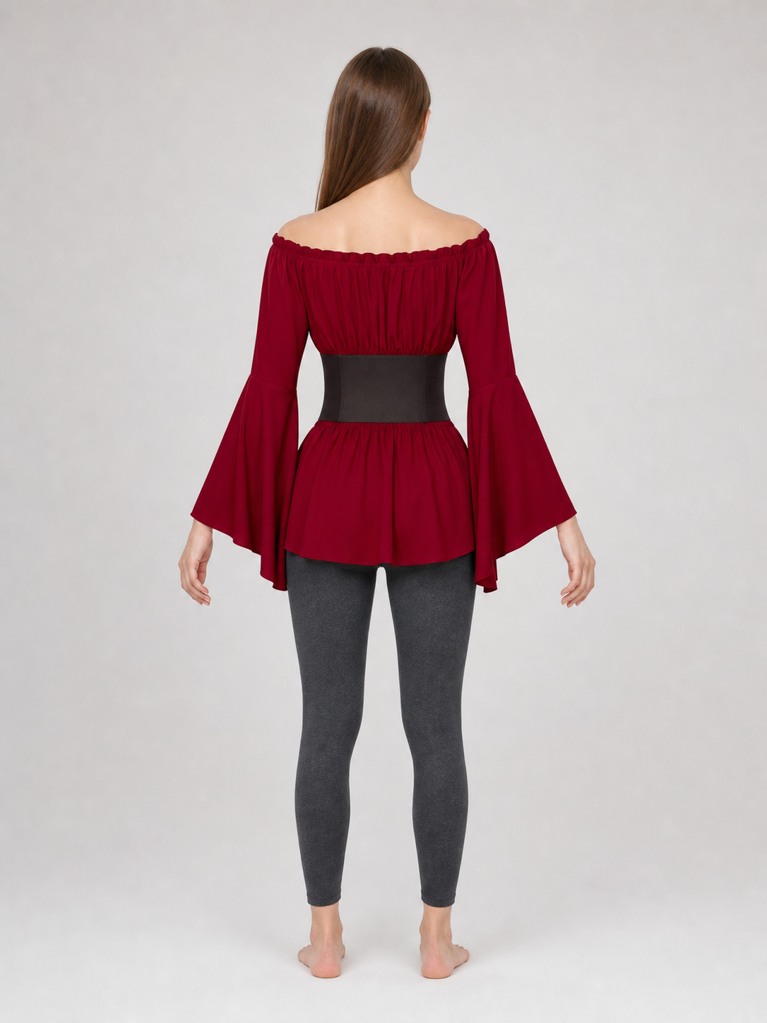 Costume Dress with Belt and Flared Sleeves