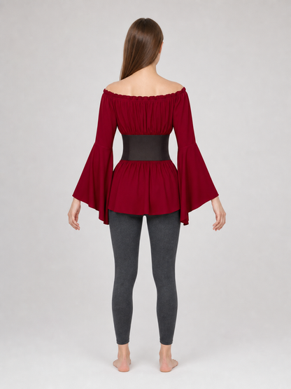 Costume Dress with Belt and Flared Sleeves