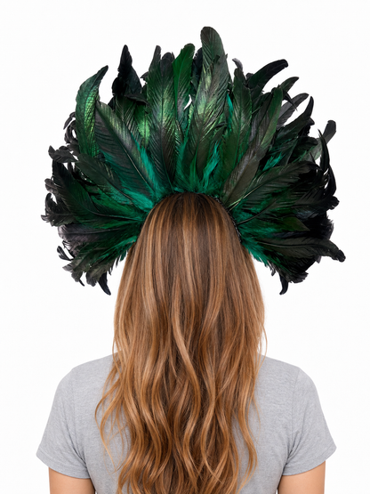 Carnival Headpiece with Green Feathers